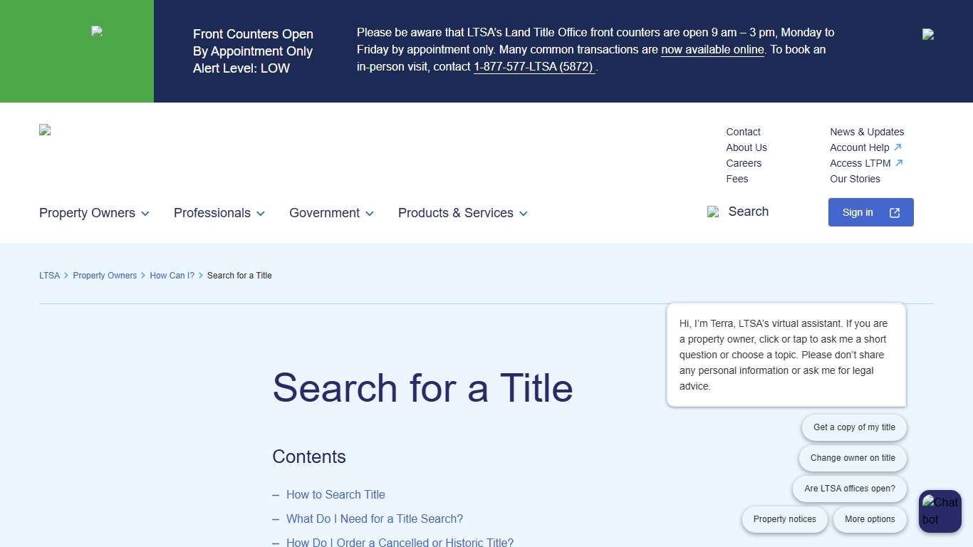 Search for a Title - LTSA