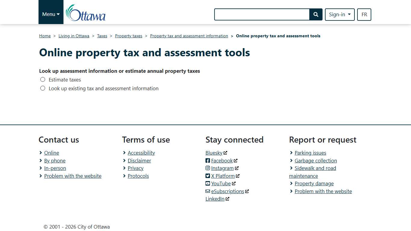 Online property tax and assessment tools - City of Ottawa
